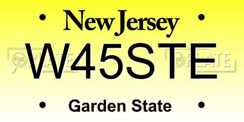 W45STE New Jersey License Plate