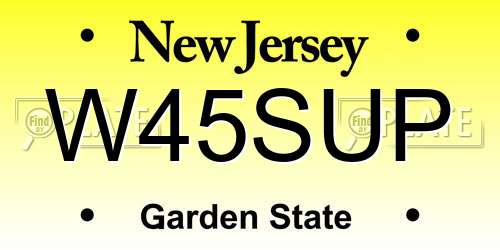 W45SUP New Jersey License Plate