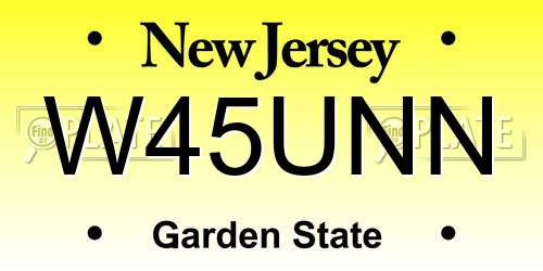 W45UNN New Jersey License Plate