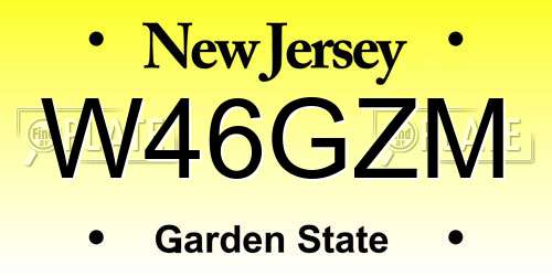 W46GZM New Jersey License Plate