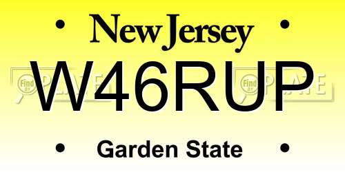 W46RUP New Jersey License Plate