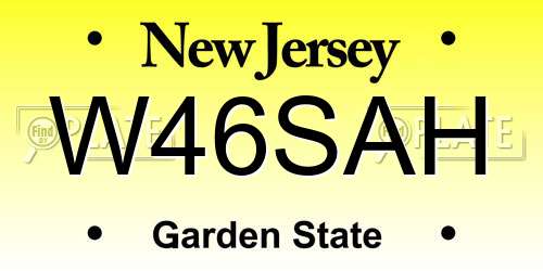 W46SAH New Jersey License Plate