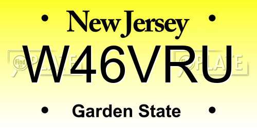 W46VRU New Jersey License Plate