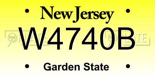 W4740B New Jersey License Plate