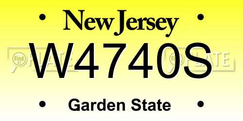 W4740S New Jersey License Plate