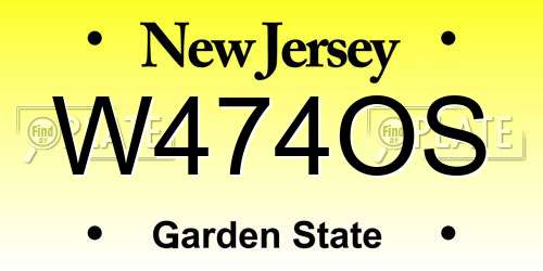 W474OS New Jersey License Plate