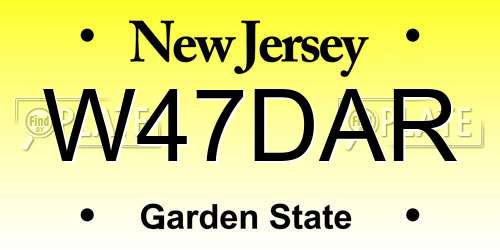 W47DAR New Jersey License Plate