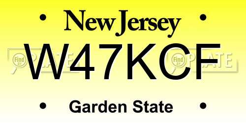 W47KCF New Jersey License Plate