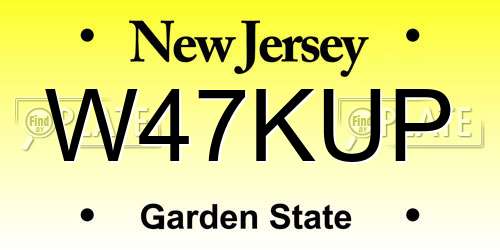 W47KUP New Jersey License Plate