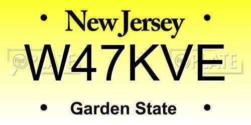 W47KVE New Jersey License Plate