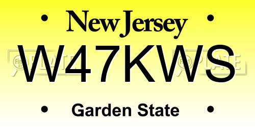 W47KWS New Jersey License Plate
