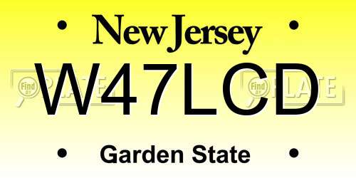 W47LCD New Jersey License Plate