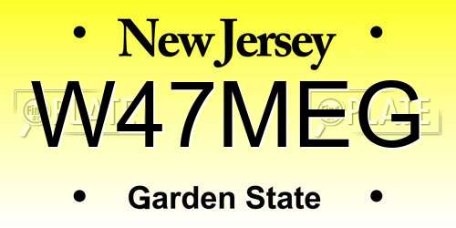 W47MEG New Jersey License Plate