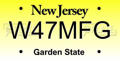 W47MFG New Jersey License Plate