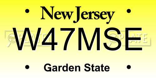 W47MSE New Jersey License Plate