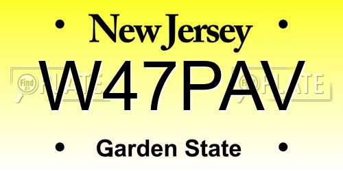W47PAV New Jersey License Plate
