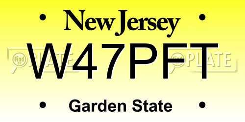 W47PFT New Jersey License Plate