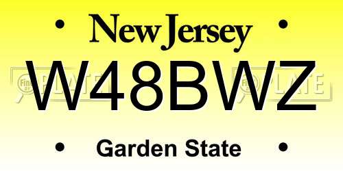 W48BWZ New Jersey License Plate