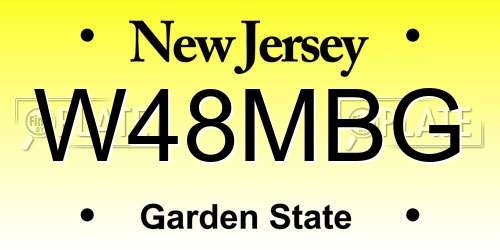 W48MBG New Jersey License Plate