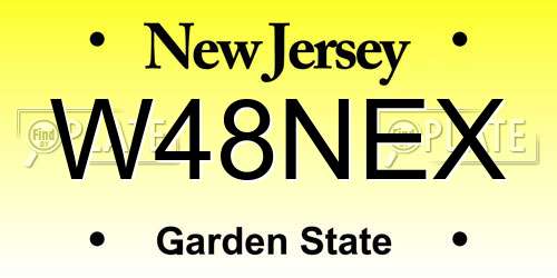 W48NEX New Jersey License Plate