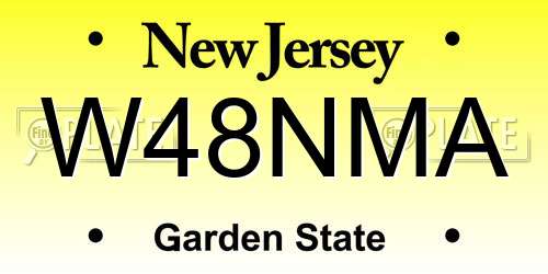 W48NMA New Jersey License Plate