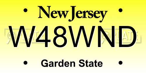 W48WND New Jersey License Plate