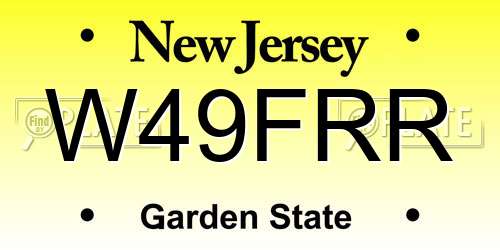 W49FRR New Jersey License Plate
