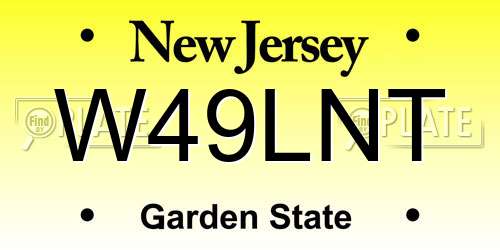 W49LNT New Jersey License Plate
