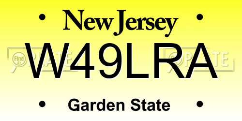 W49LRA New Jersey License Plate