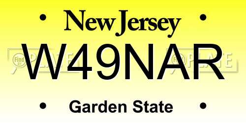 W49NAR New Jersey License Plate
