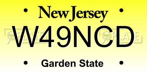 W49NCD New Jersey License Plate