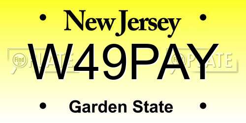 W49PAY New Jersey License Plate