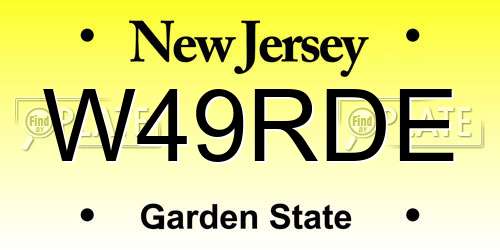 W49RDE New Jersey License Plate