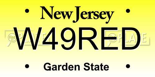 W49RED New Jersey License Plate