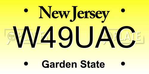W49UAC New Jersey License Plate