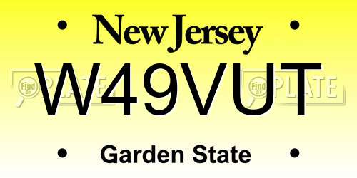 W49VUT New Jersey License Plate