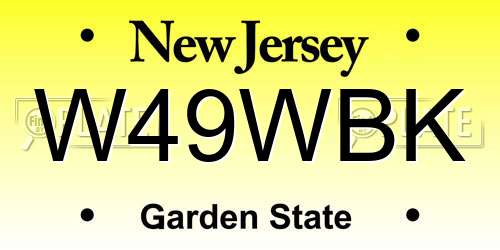 W49WBK New Jersey License Plate