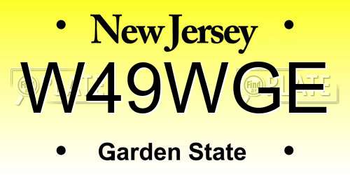 W49WGE New Jersey License Plate