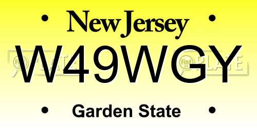 W49WGY New Jersey License Plate