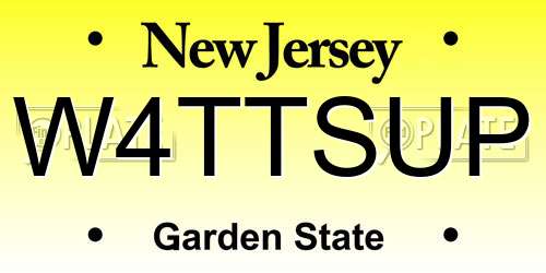 W4TTSUP New Jersey License Plate