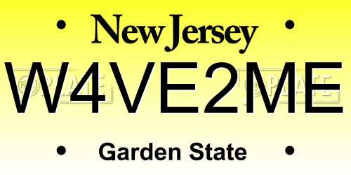 W4VE2ME New Jersey License Plate