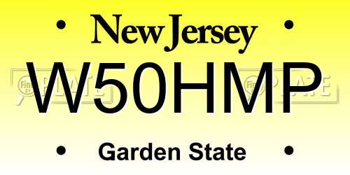 W50HMP New Jersey License Plate