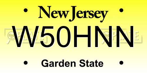 W50HNN New Jersey License Plate
