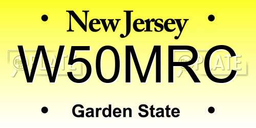 W50MRC New Jersey License Plate