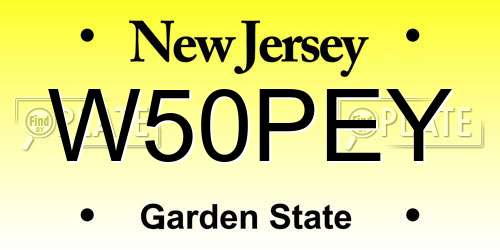W50PEY New Jersey License Plate