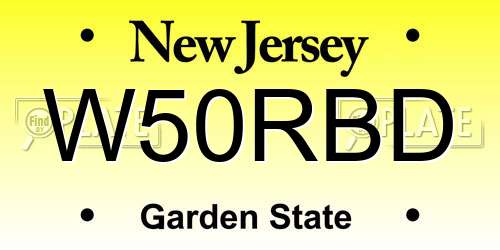 W50RBD New Jersey License Plate
