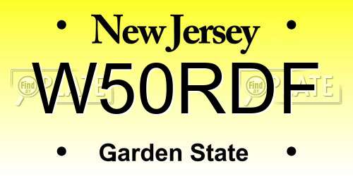 W50RDF New Jersey License Plate