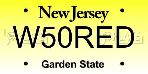 W50RED New Jersey License Plate