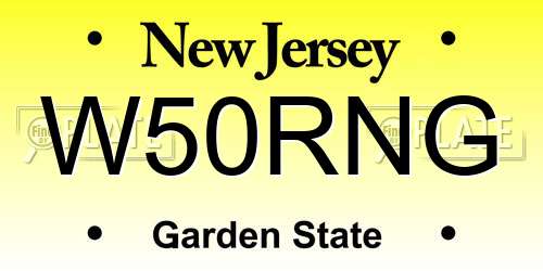 W50RNG New Jersey License Plate