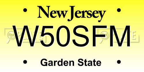 W50SFM New Jersey License Plate
